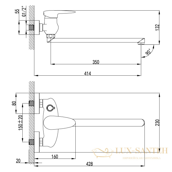 смеситель lemark status lm4417c универсальный, хром