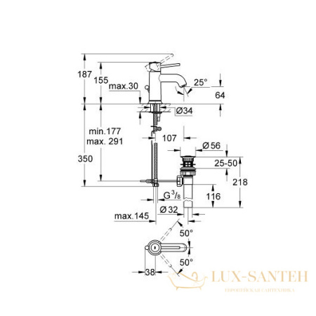 смеситель grohe bauclassic 23161000 для раковины, хром