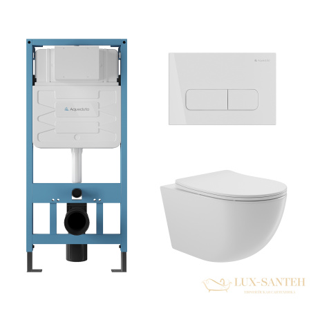 комплект aqueduto инсталляция tecnica aqds028 с подвесным унитазом ovo 525x360, сиденье микролифт, панель смыва forma белый глянцевый