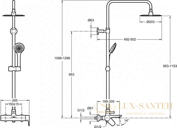 душевая сиситема jacob delafon aleo e97825ru-4-cp