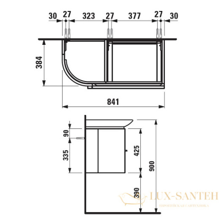 тумба под раковину laufen palace new 4.0153.2.075.463.1 841х384 мм, белый 