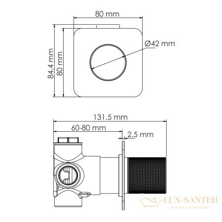 смеситель для ванны встраиваемый wasserkraft schunter a8251.306.308.285.194.201, золотой матовый