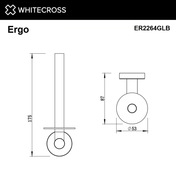 держатель запасного рулона туалетной бумаги whitecross ergo er2264glb, брашированное золото