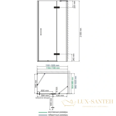 душевой уголок wasserkraft aller 10h10r 120х100 см 