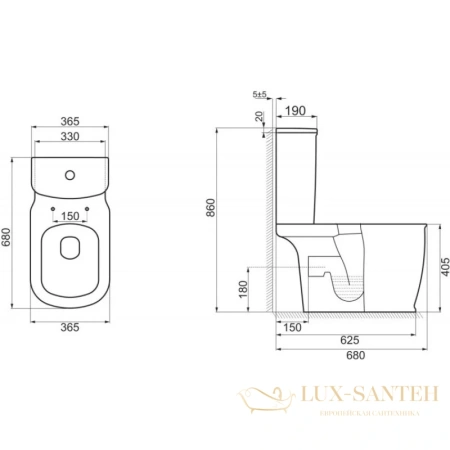 бачок для унитаза belbagno prado bb10150t 3/6 л, белый