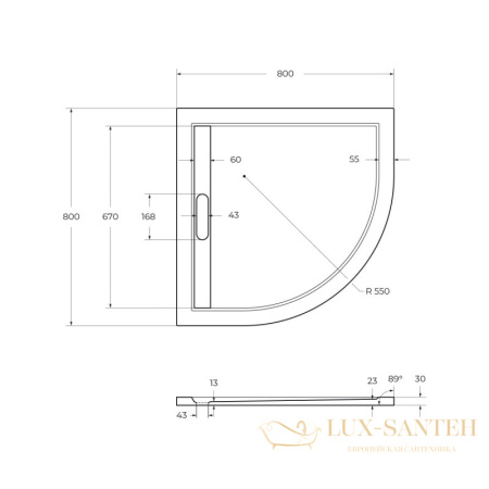 экран для поддона из искусственного мрамора cezares tray-as-r-100-100-scr, белый