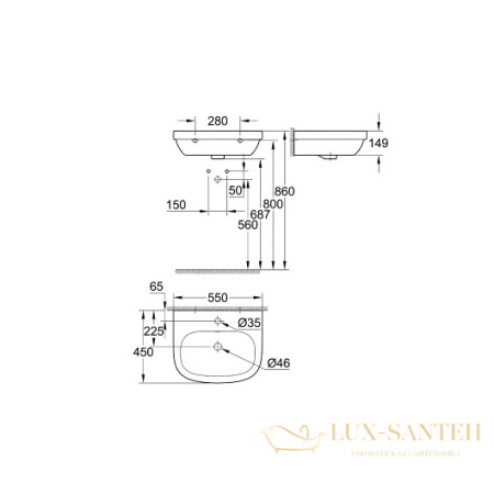 раковина grohe euro ceramic 39336000 550х450 мм, белый