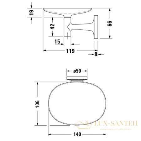 мыльница duravit starck t 0099331000 настенная, хром