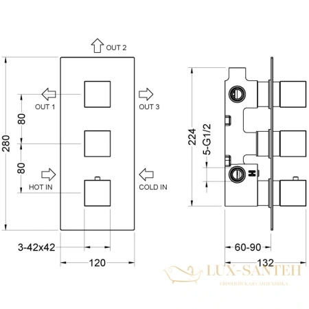 душевой комплект timo tetra-thermo sx-0179/00sm, хром