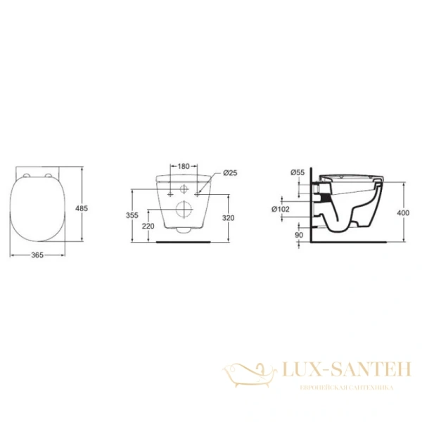 подвесной унитаз ideal standard connect space e804601, белый