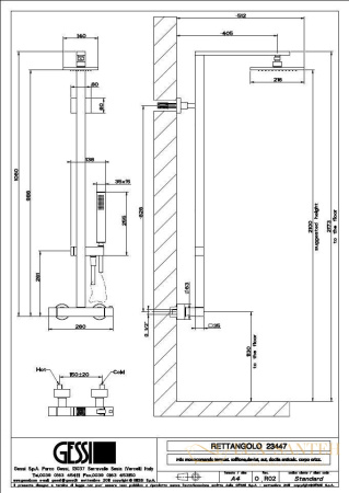душевая система gessi rettangolo 23447.031, хром