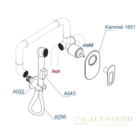 гигиенический комплект wasserkraft kammel a111856, хром