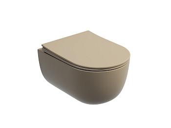 подвесной унитаз ceramica nova modena rimless, с крепежом, с сиденьем и крышкой с функцией плавного закрытия, капучино матовый cn6063mw