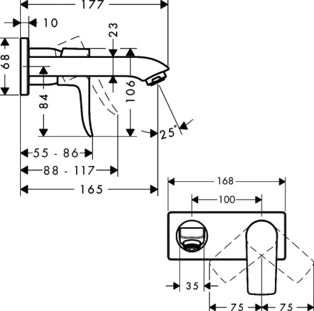 смеситель для раковины hansgrohe metris 31085000