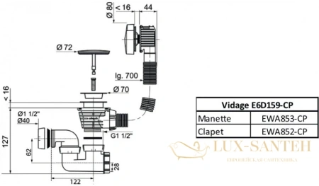 слив-перелив jacob delafon e6d159-cp