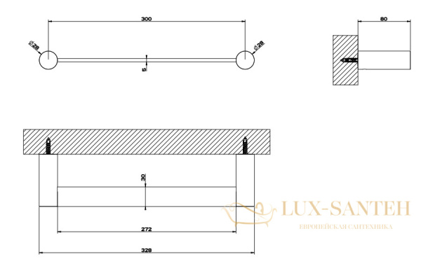 полотенцедержатель gessi 316 accessories 54797.707 30 см, черный шлифованный хром pvd