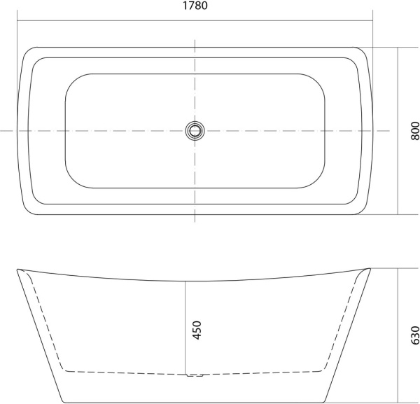 ванна акриловая aquatek верса 178x80 aq-4880, отдельностоящая