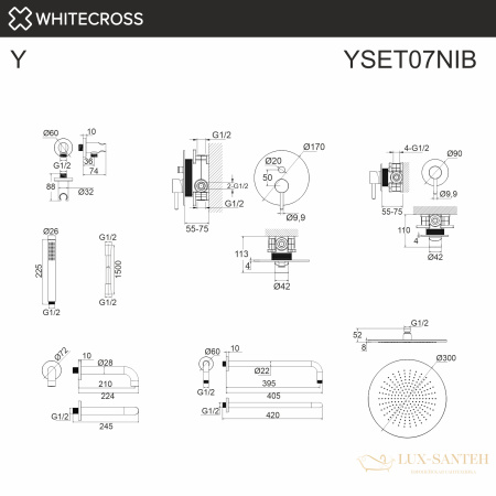 система для ванны скрытого монтажа whitecross y yset07nib, брашированный никель