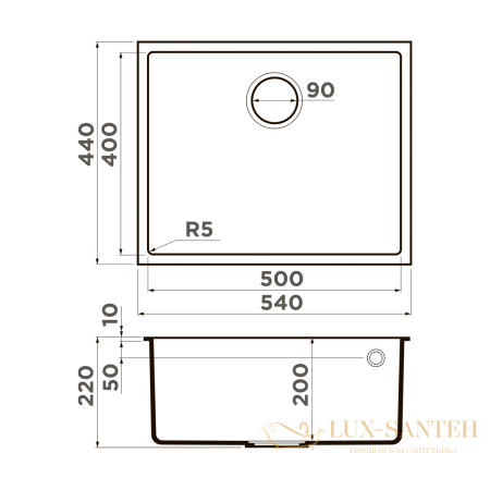 кухонная мойка omoikiri bosen 54-u-gr tetogranit х leningrad grey, 4993539