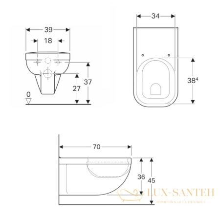 чаша подвесного унитаза geberit renova comfort square 208550000, белый