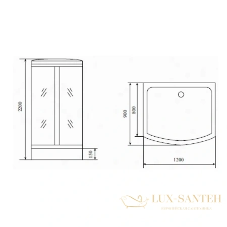 душевая кабина timo comfort t-8815 c 120x90x220 см, стекло прозрачное