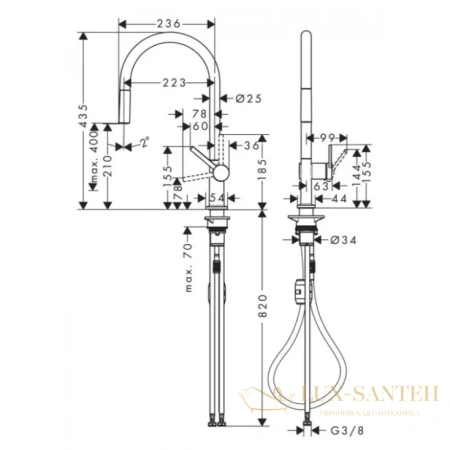 смеситель для кухни hansgrohe talis m54 72802000