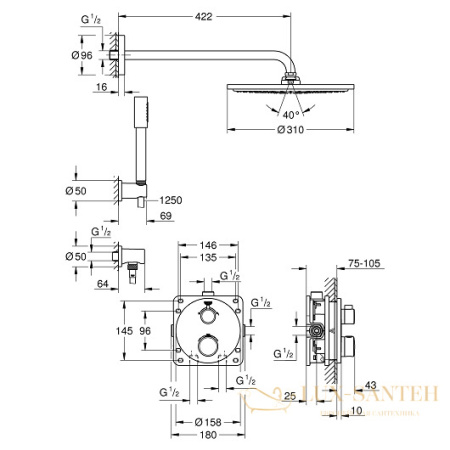 душевая система grohe grohtherm 34731000, хром