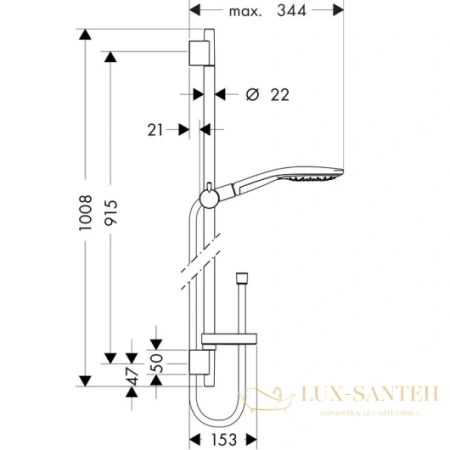 душевой гарнитур hansgrohe raindance select s 150 3iet 27803000 со штангой 90 см и мыльницей