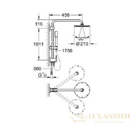 душевая система grohe rainshower 27058000 с переключателем, хром