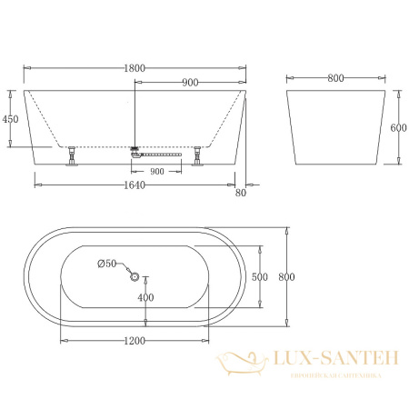 акриловая ванна belbagno bb71-1800-w0 180x80 без гидромассажа, белый