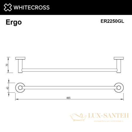 полотенцедержатель 450 мм. whitecross ergo er2250gl, золото