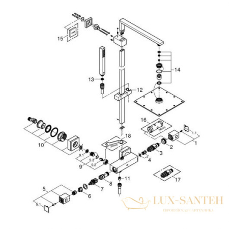 душевая система grohe euphoria cube 26087000, хром