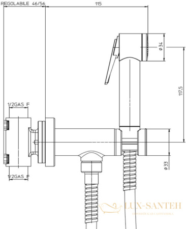 гигиенический набор bossini paloma flat mixer set e37011b.030, хром