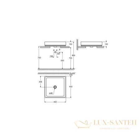 раковина накладная grohe cube ceramic 3948200h 400х400 мм, белый