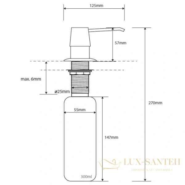 дозатор bemeta hotel equipment 152109125, нержавеющая сталь