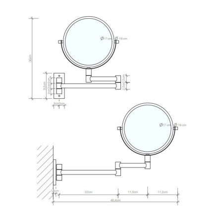 зеркало косметическое decor walther spt33 0110960, черный матовый