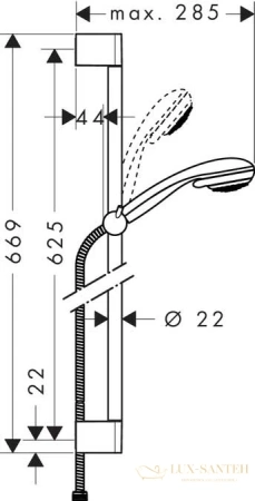 душевой гарнитур hansgrohe crometta 85 multi 27767000 unica crometta штангой 65 см, хром