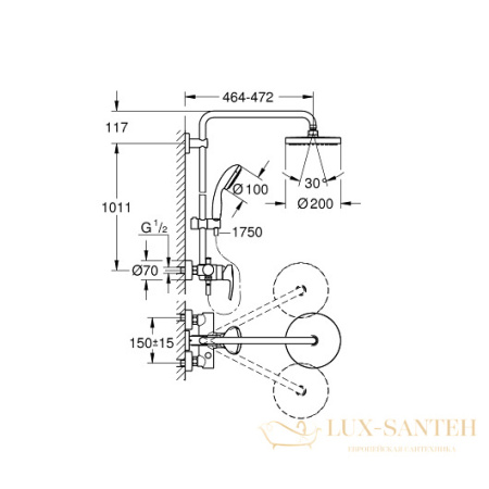 душевая система grohe new tempesta system 26244001, хром