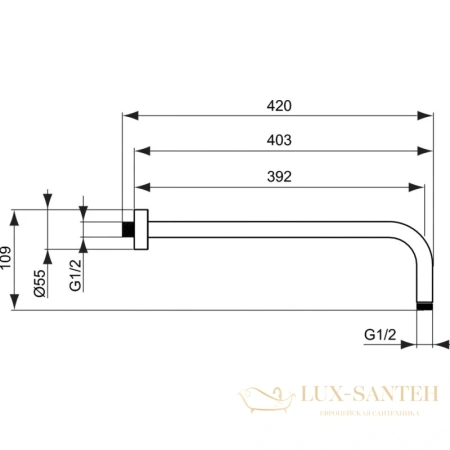 душевой комплект ideal standard ceraterm bd006xc 200 мм, хром