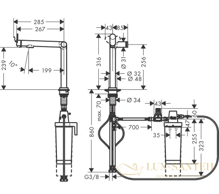 смеситель для кухни hansgrohe aqittura m91 76804670 с подключением к фильтру