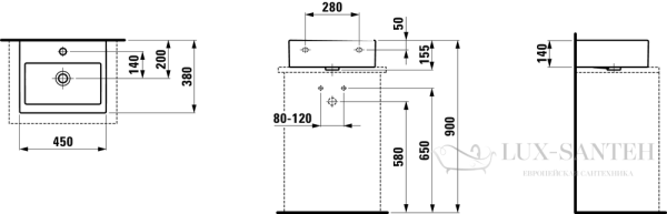 раковина laufen living 8.1543.3.000.104.1 накладная 45 см, белый глянцевый 