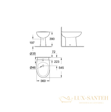 биде grohe bau ceramic 39432000 напольное, белый