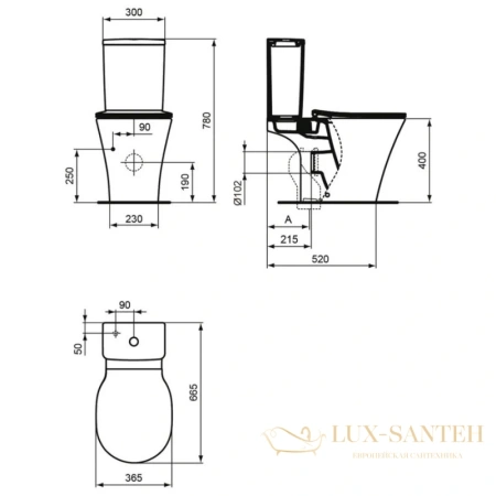 чаша напольного унитаза ideal standard connect air aquablade e009701, белый