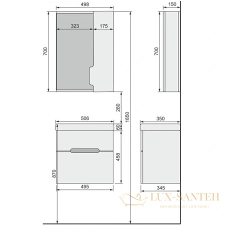 тумба jorno moduo slim mod.01.50/p/w 49,5 см, белый 