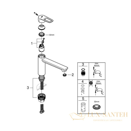 смеситель grohe bauloop 31706000 для мойки, хром