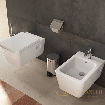 унитаз подвесной, hansgrohe elupura original q, 60208450, 540х360 безободковый с сиденьем без микролифта, белый глянцевый