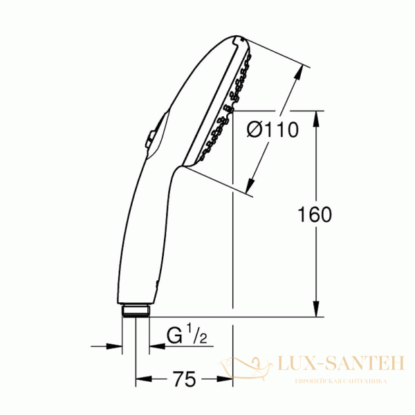 ручной душ grohe tempesta 261612433, черный матовый