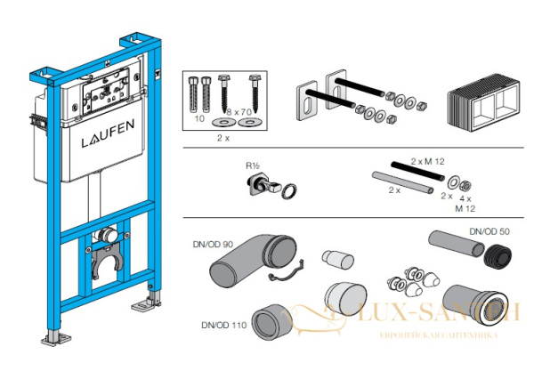 инсталляция для подвесного унитаза laufen lis cw1 8.9466.0.000.000.1 