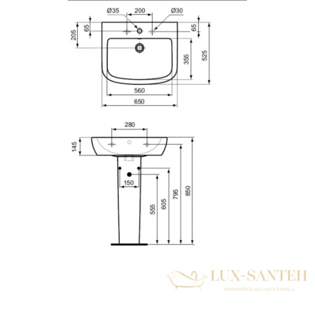 пьедестал ideal standard tempo t422901, белый