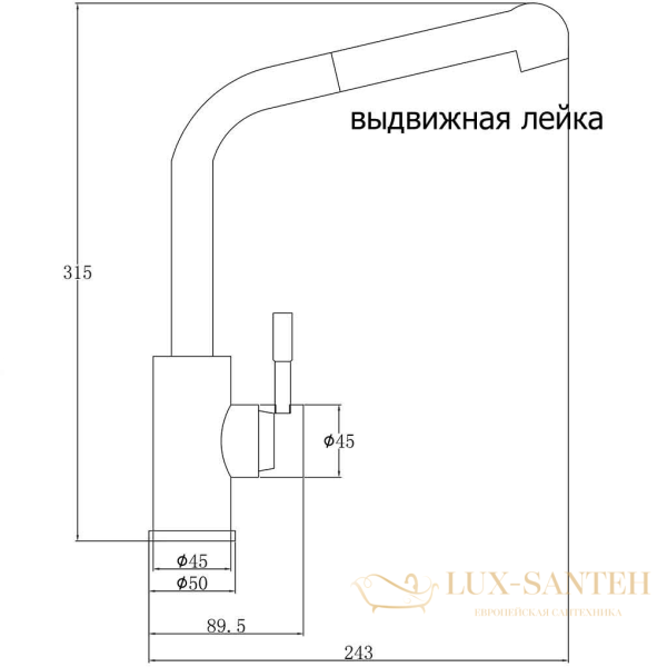 смеситель zorg steel hammer sh 5144 inox для кухни, нержавеющая сталь